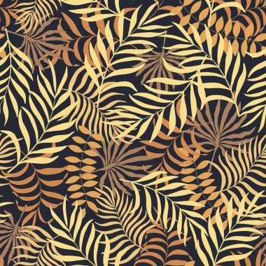 Tropikal yaprakları elle çizilmiş ile Seamless Modeli.