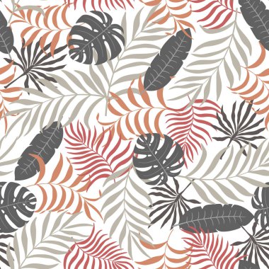 Palm ile tropikal arka plan bırakır. Sorunsuz çiçek desenli