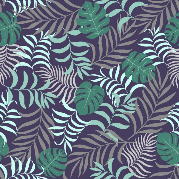 Tropische achtergrond met palm bladeren. Naadloze bloemmotief — Stockvector