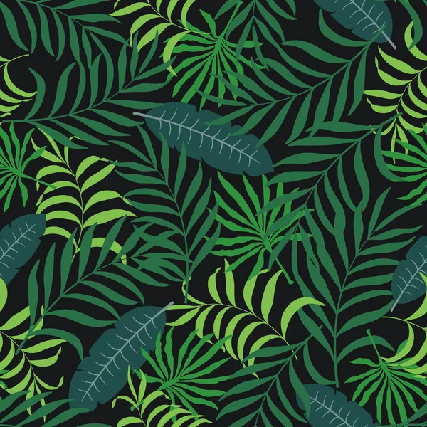 Fond tropical avec des feuilles de palmier. Modèle floral sans couture — Image vectorielle