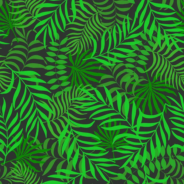 Fondo tropical con hojas de palma. Patrón floral sin costuras — Vector de stock