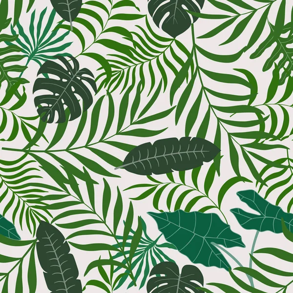Liście tropikalny tło z palm. Kwiatowy wzór — Wektor stockowy