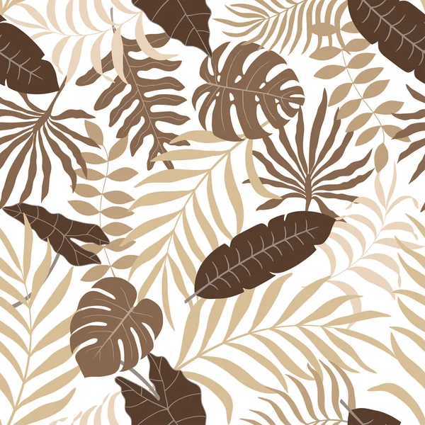 Тропический фон с пальмовыми листьями. Бесшовный цветочный узор — стоковый вектор