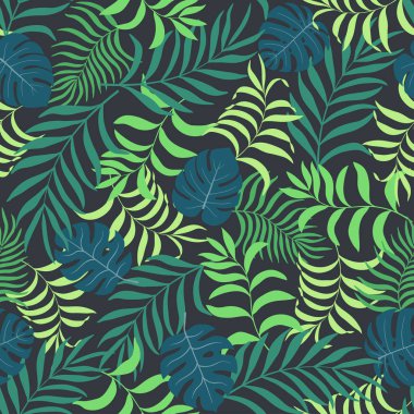Palm ile tropikal arka plan bırakır. Sorunsuz çiçek desenli