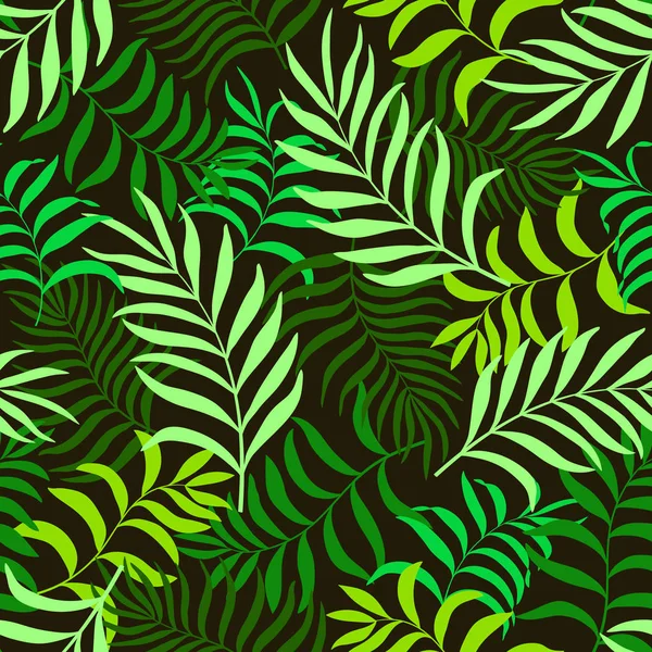 Fondo tropical con hojas de palma. Patrón floral sin costuras — Archivo Imágenes Vectoriales