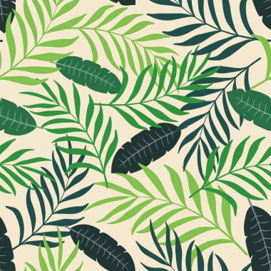 Palm ile tropikal arka plan bırakır. Sorunsuz çiçek desenli
