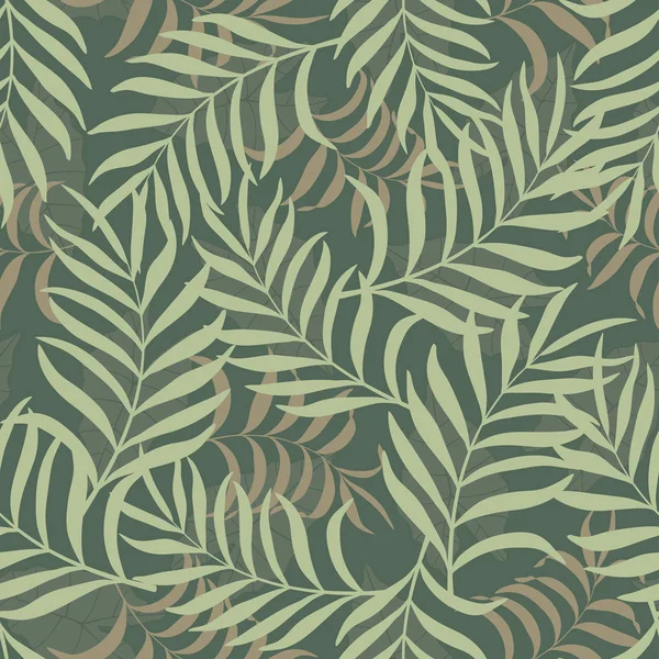 Fondo tropical con hojas de palma. Patrón floral sin costuras — Archivo Imágenes Vectoriales