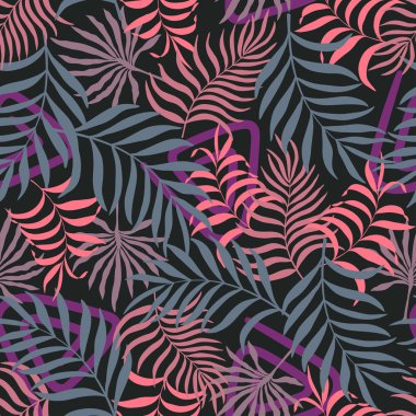 Palmiye yapraklı tropik arkaplan. 