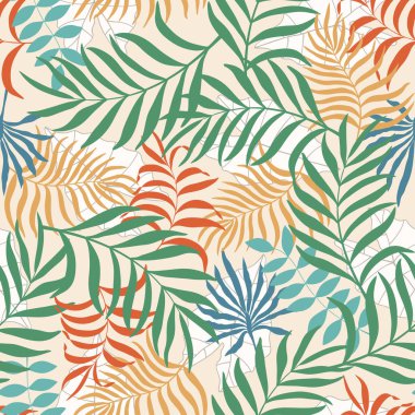 Palmiye yapraklı tropik arkaplan. 