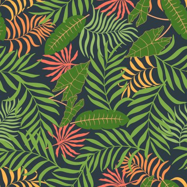 Palmiye yapraklı tropik arkaplan. 