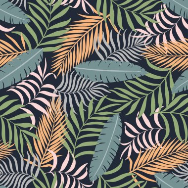 Palm ile tropikal arka plan bırakır. Sorunsuz çiçek desenli