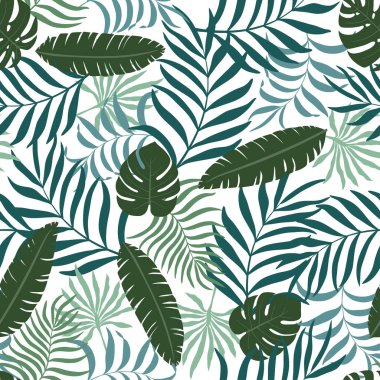 Palm ile tropikal arka plan bırakır. Sorunsuz çiçek desenli