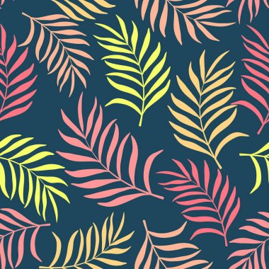 Palm ile tropikal arka plan bırakır. Sorunsuz çiçek desenli