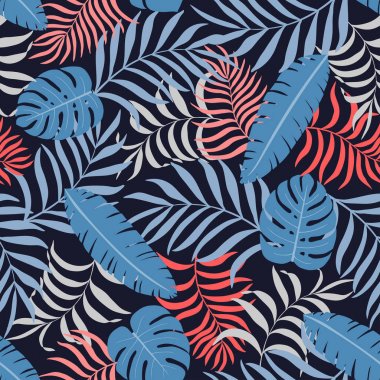 Palmiye yapraklı tropik arkaplan. 