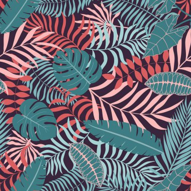 Palmiye yapraklı tropik arkaplan. 