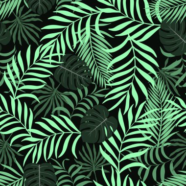 Palmiye yapraklı tropik arkaplan. 