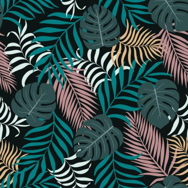 Palmiye yapraklı tropik arkaplan. 