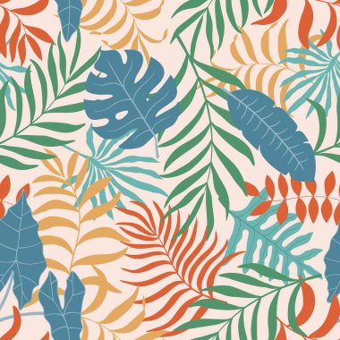 Palmiye yapraklı tropik arkaplan. 