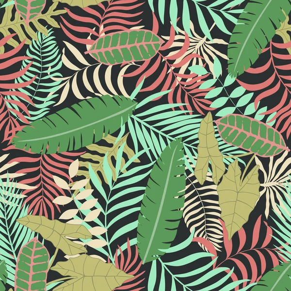 Tropikalne tło z liśćmi palmy. — Wektor stockowy