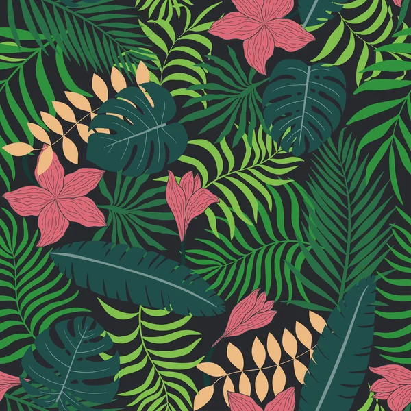 Sfondo tropicale con foglie di palma. — Vettoriale Stock