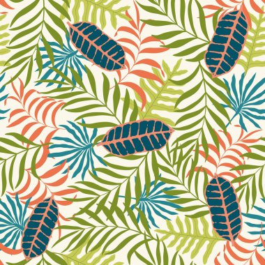 Palmiye yapraklı tropik arkaplan. 