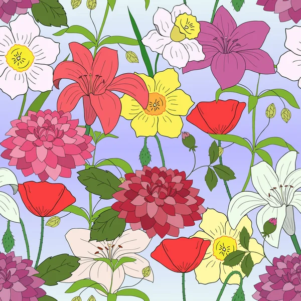 Sorunsuz çiçek desenli renkli çiçekli