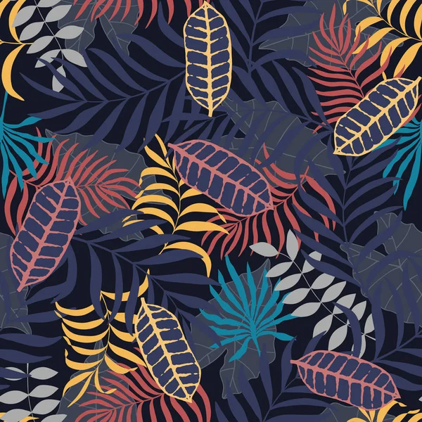 Fondo tropical con hojas de palma. — Vector de stock