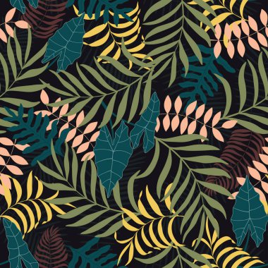 Palmiye yapraklı tropik arkaplan. 