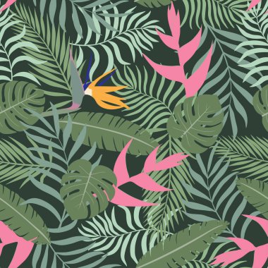 Palmiye yapraklı tropik arkaplan. 