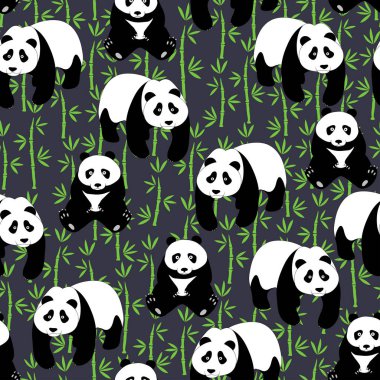 Sevimli pandalar çizilmiş ile Dikişsiz soyut desen
