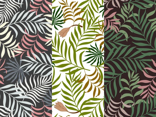 Fondo tropical con hojas de palma. Patrón floral sin costuras — Vector de stock