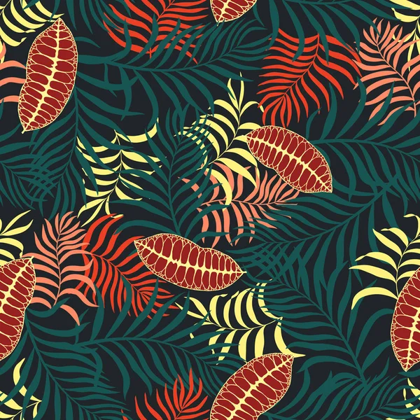 Fondo tropical con hojas de palma. — Vector de stock