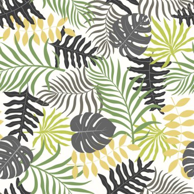 Palm ile tropikal arka plan bırakır. Sorunsuz çiçek desenli