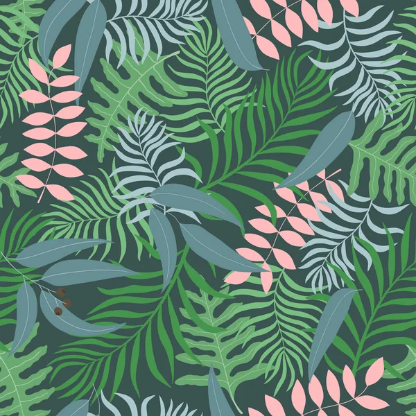 Tropical background with palm leaves. Seamless floral pattern — Stock Vector