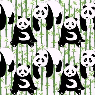 Sevimli pandalar çizilmiş ile Dikişsiz soyut desen