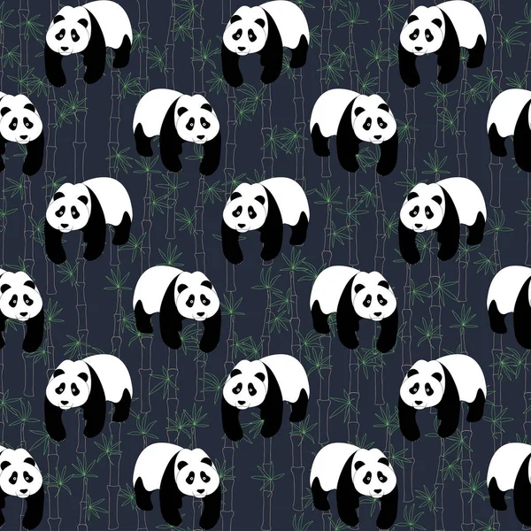 Naadloze abstracte patroon met handgetekende schattige Panda 's — Stockvector