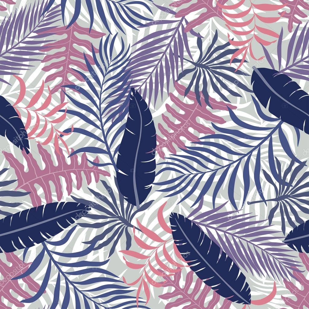 Tropical background with palm leaves. 