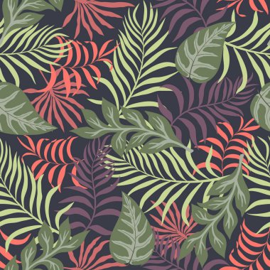 Palm ile tropikal arka plan bırakır. Sorunsuz çiçek desenli. 