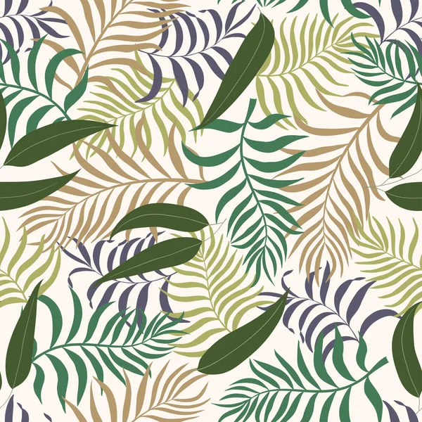 Fondo tropical con hojas de palma. Patrón floral sin costuras . — Vector de stock