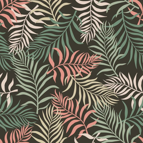 Fond tropical avec des feuilles de palmier. Motif floral sans couture. S — Image vectorielle