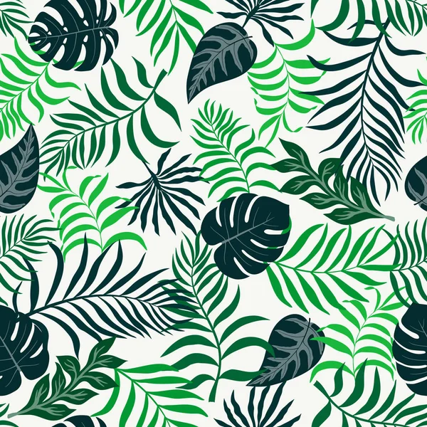 Fundo tropical com folhas de palmeira. Padrão floral sem costura . — Vetor de Stock