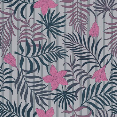 Palm ile tropikal arka plan bırakır. Sorunsuz çiçek desenli. 