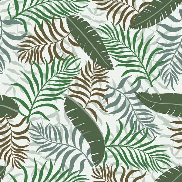 Fondo tropical con hojas de palma. Patrón floral sin costuras . — Vector de stock