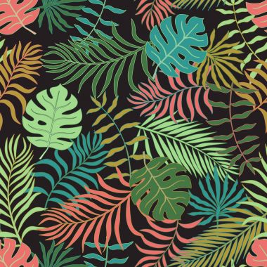 Palm ile tropikal arka plan bırakır. Sorunsuz çiçek desenli. 