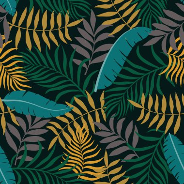 Palm ile tropikal arka plan bırakır. Sorunsuz çiçek desenli. 