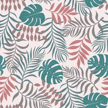Palm ile tropikal arka plan bırakır. Sorunsuz çiçek desenli. 