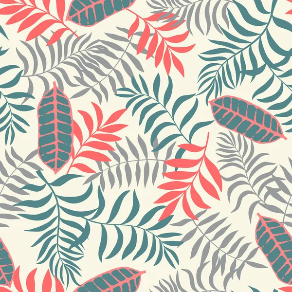 Fundo tropical com folhas de palmeira. Padrão floral sem costura . — Vetor de Stock