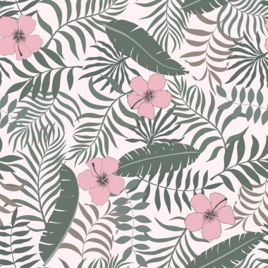 Palm ile tropikal arka plan bırakır. Sorunsuz çiçek desenli. 