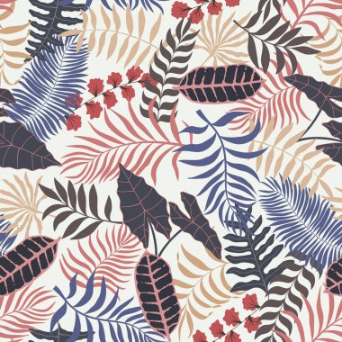 Palm ile tropikal arka plan bırakır. Sorunsuz çiçek desenli. 