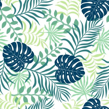 Palm ile tropikal arka plan bırakır. Sorunsuz çiçek desenli. 